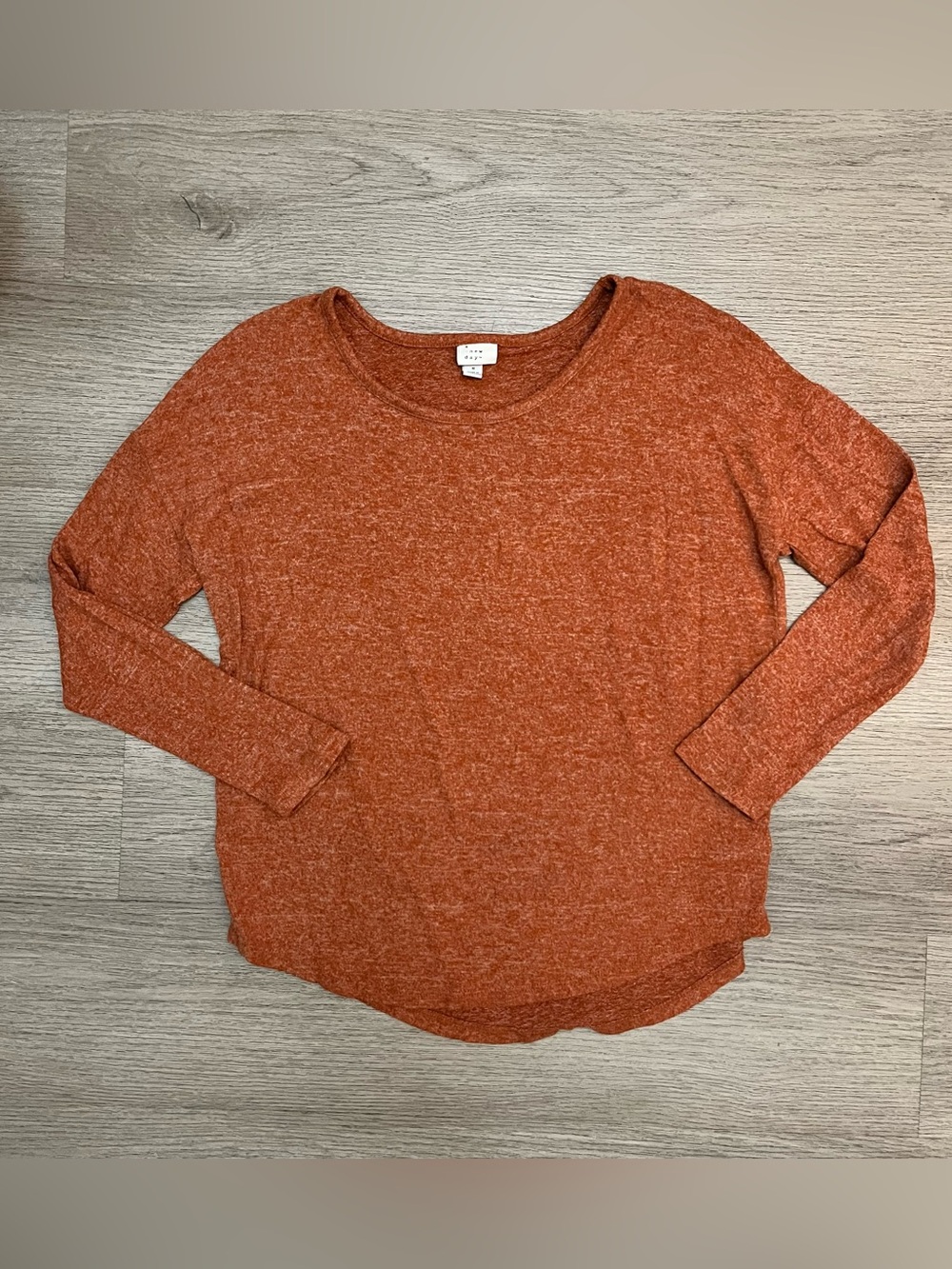 a new day Soft Orange Heather Scoop Neck Pullover Long Sleeve Top Size Small